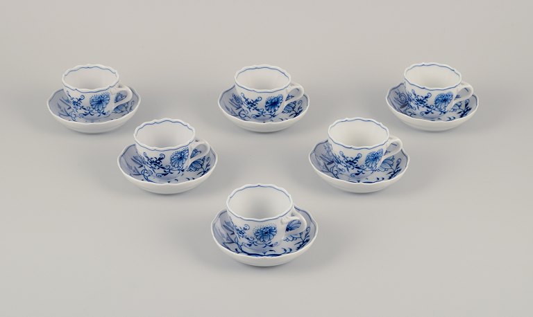 Meissen, Germany.
A set of six Blue Onion pattern demitasse cups with saucers.