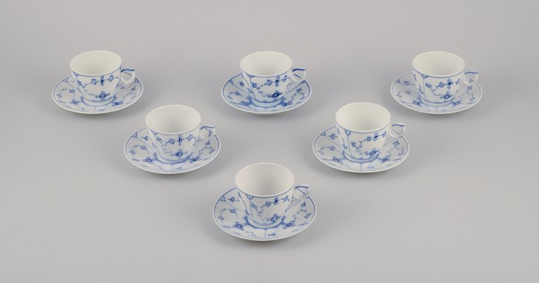 Royal Copenhagen Blue Fluted Plain.
Set of six coffee cups with matching saucers.