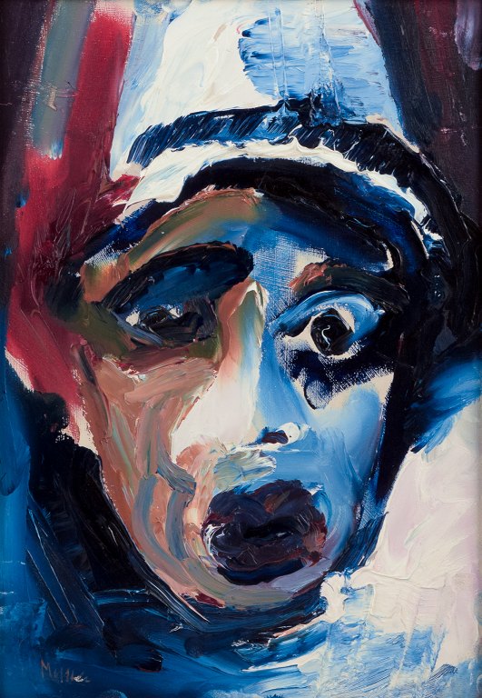 European Artist, oil on board.
Portrait of a clown.