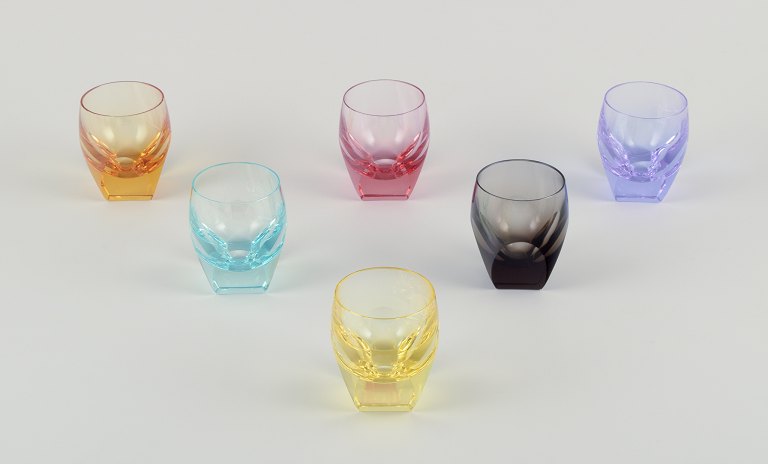 Moser, Karlsbad, Czech Republic.
A set of six colored water glasses in different hues.