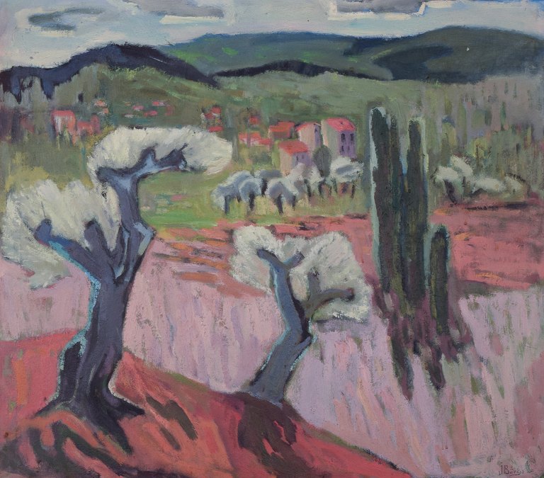 Listed Swedish artist.
Oil on canvas.
Southern French landscape in fauvist style.