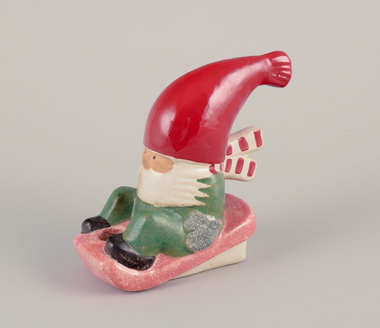 Lisa Larson for Gustavsberg.
Candlestick holder. Elf on sled.