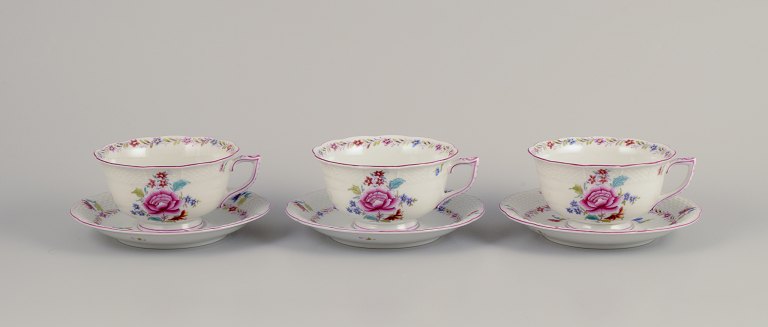 Herend, three pairs of large porcelain teacups.