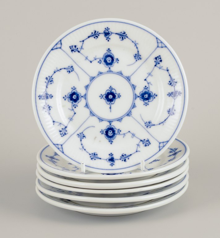 Royal Copenhagen, a set of six Blue Fluted Plain plates.