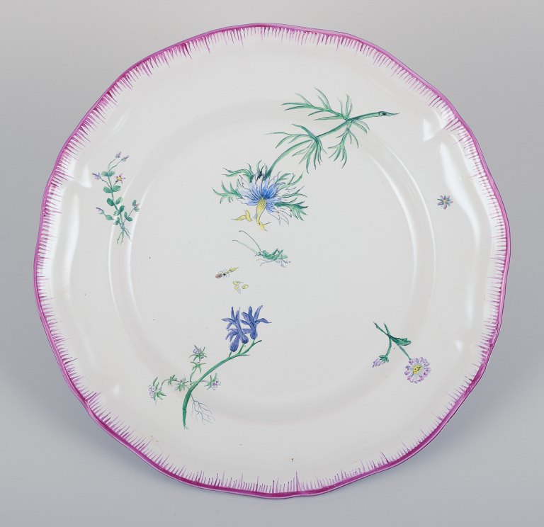 Emile Gallé (1846-1904), French glass artist and designer, for St. Clement, 
Nancy, France.
Antique plate in hand-painted faience.