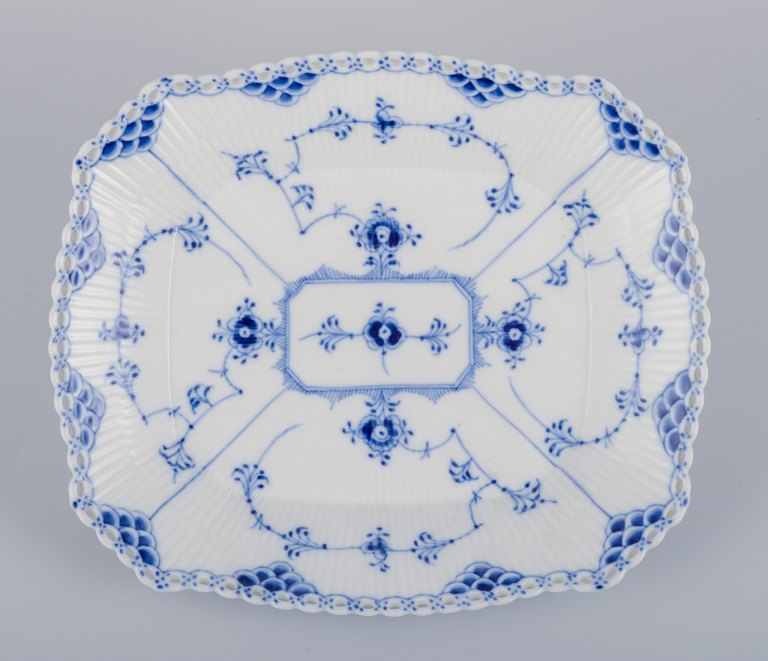 Royal Copenhagen Blue Fluted Full Lace, square bowl.