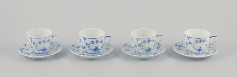 Royal Copenhagen Blue Fluted Plain.
A set of four coffee cups with saucers.