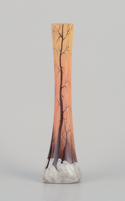 François-Théodore Legras. Tall Art Nouveau vase in frosted art glass.