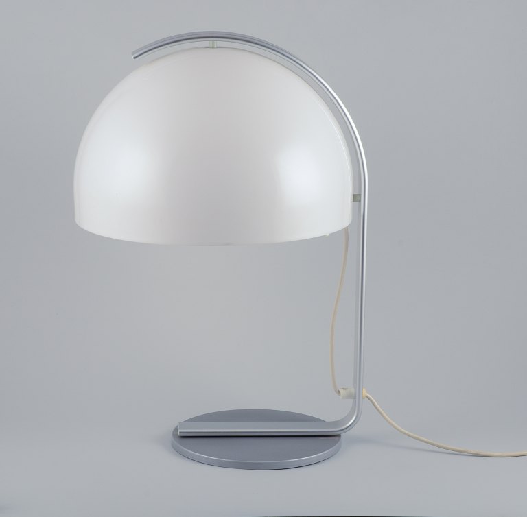 "Bergboms" table lamp with metal frame and white acrylic shade.