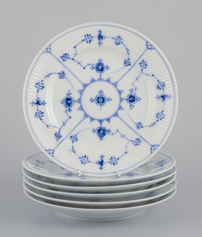 Royal Copenhagen Blue Fluted Half Lace. A set of six lunch plates in porcelain.