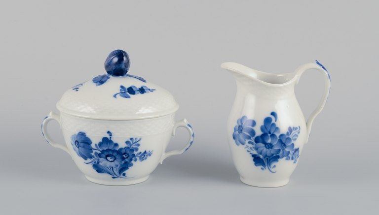 Royal Copenhagen Blue Flower Braided, creamer and sugar bowl.