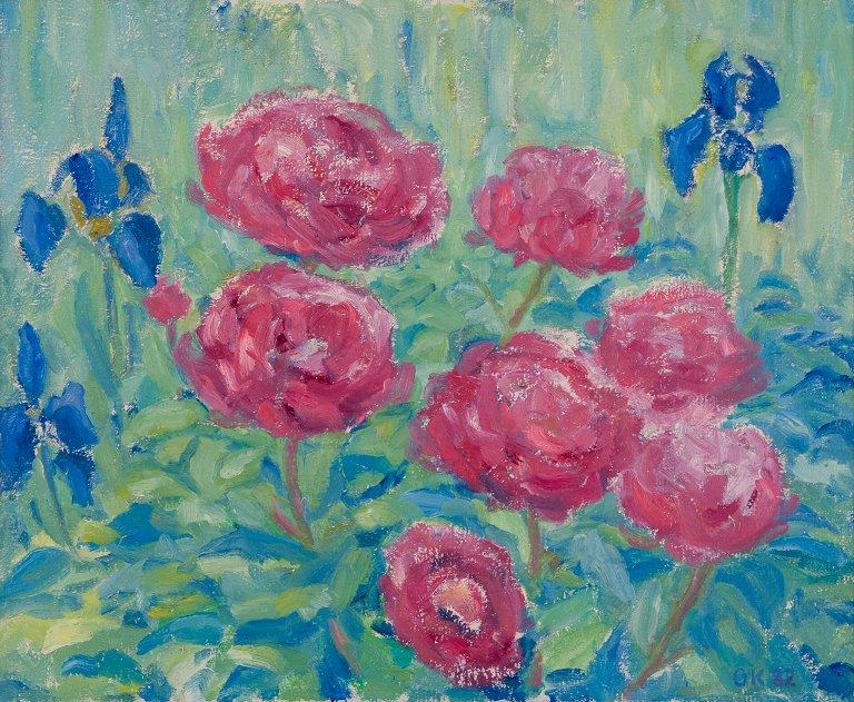 Ole Kielberg (1911-1985), well listed Danish painter.
Oil on canvas. Floral arrangement.