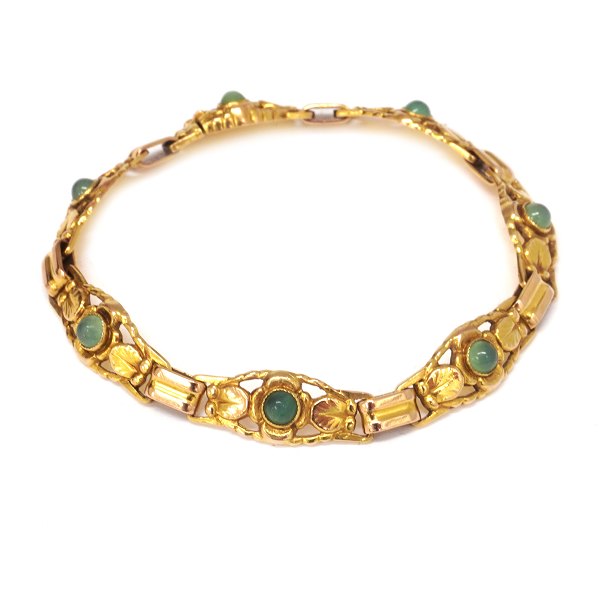 Evald Nielsen, Denmark, 14kt gold bracelet. L: 18,5cm