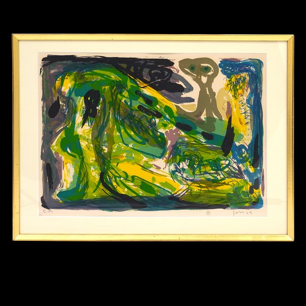 Asger Jorn, 1914-73, Litographie, "Nuit dechiree", signiert 1969. Lichtmasse: 
40x56cm. Mit Rahmen: 67x51cm