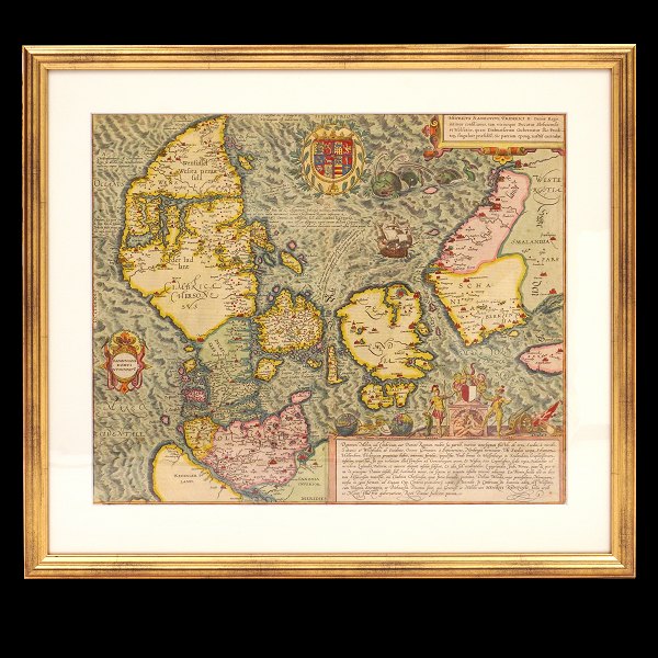 Karte über Dänemark bestellt von Graf Heinrich Rantzau und herausgegeben 1588. 
Masse mit Rahmen: 52x59cm