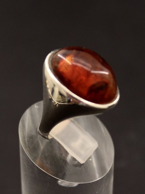 Sterling silver ring with amber