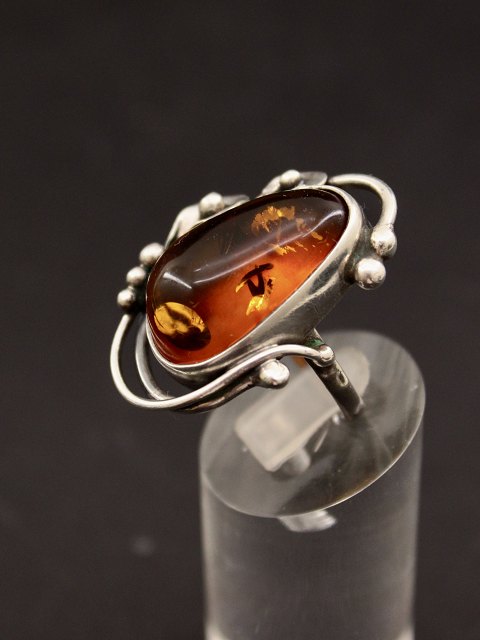 Sterling silver ring with amber