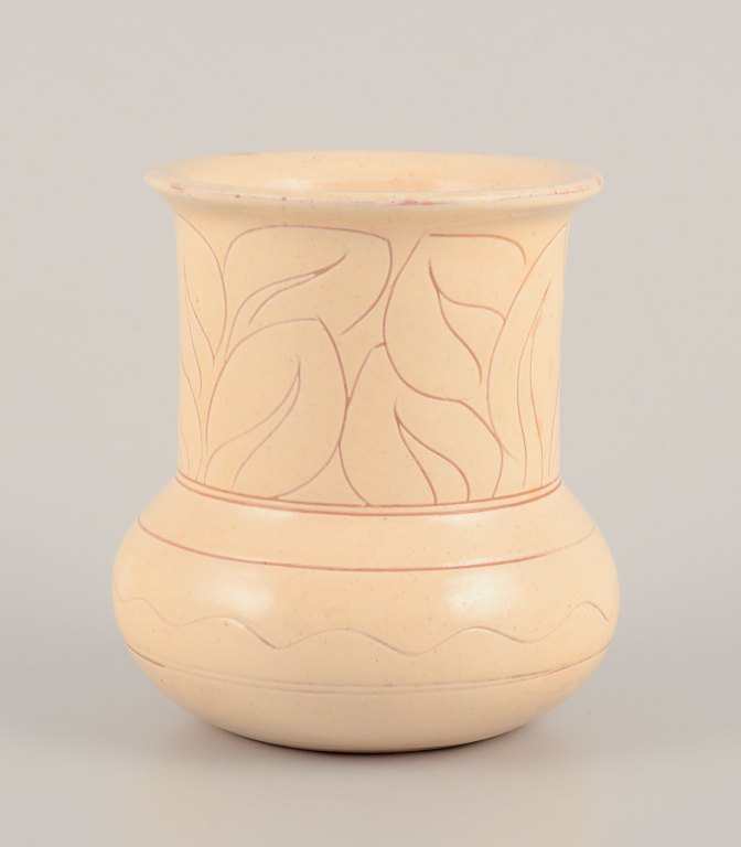 Kähler, Denmark. Ceramic vase in cream colored glaze.