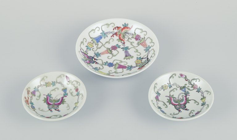 China, three porcelain bowls.