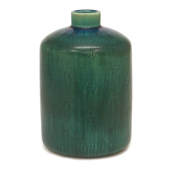 Large bluegreen Saxbo vase 82. H: 22cm