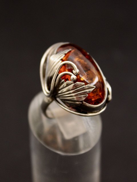 Sterling silver ring  with amber