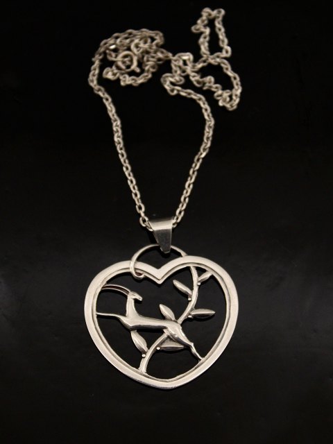 Art deco 830 silver heart pendant