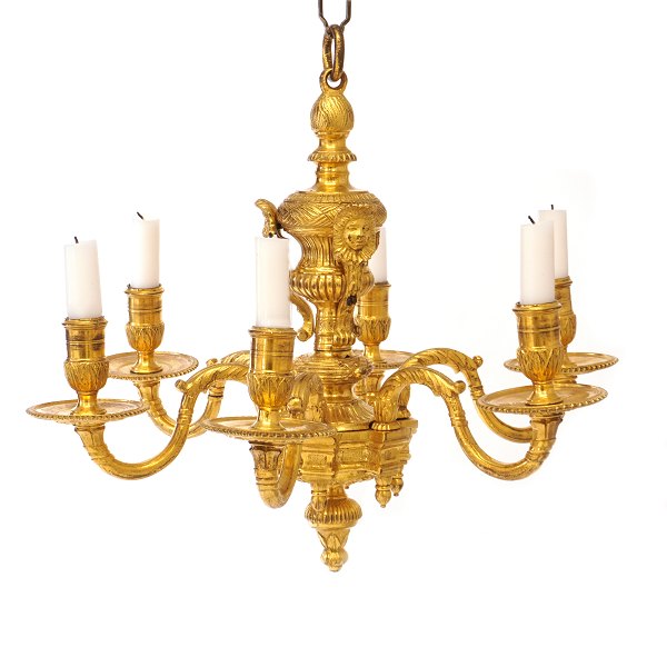 An early and rare Baroque gilt chandelier Sweden or France circa 1720-30. H: 
31cm. D: 34cm