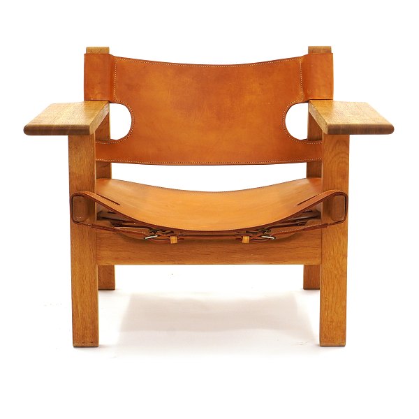 Børge Mogensen, Denmark, The Spanish Chair. Patinated oak and leather. Nice 
condition