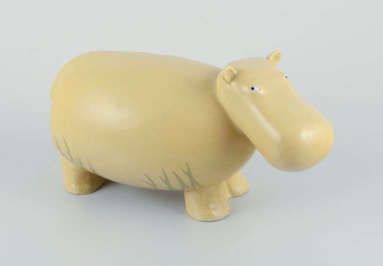 Höganäs, Sweden.
Very large and rare ceramic figurine of a hippo.