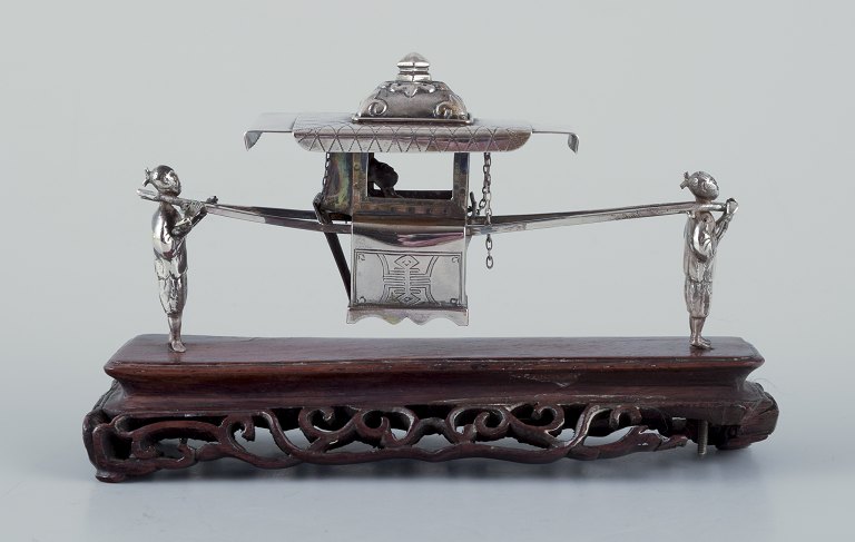 Antique Chinese Sedan Chair Carriage Sterling Silver.