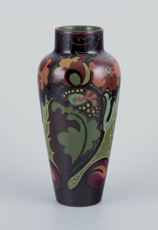 Gouda, Netherlands. Unique Art Nouveau vase in glazed ceramic.