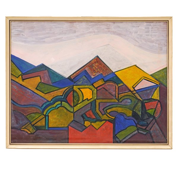 Tage Mellerup, 1911-88, watercolor, landscape. Signed and dated 1954. Visible 
size: 50x63cm. With frame: 54x67cm