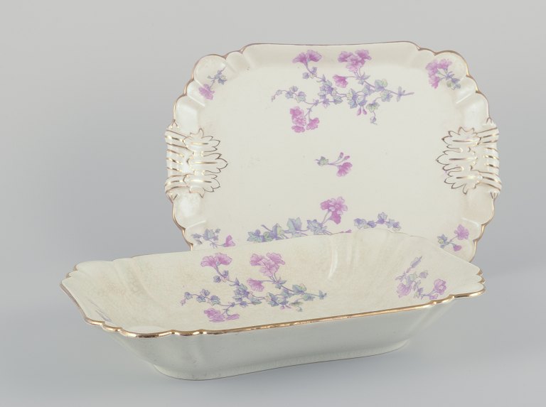 Gustafsberg, Sweden. "Geranium".
Rectangular tray and elongated deep dish in earthenware.