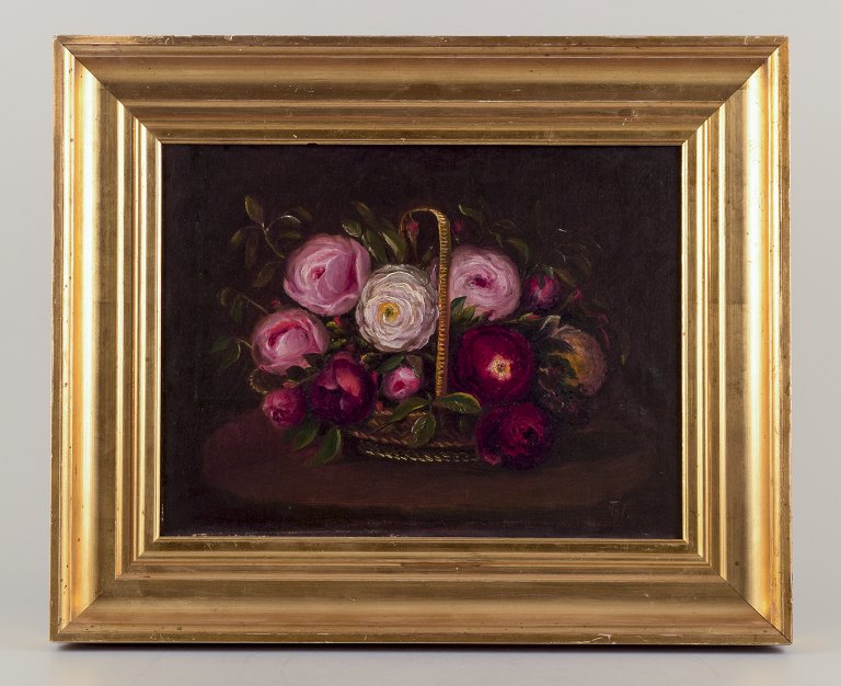 Danish painter.
Oil on canvas.
Roses in basket.