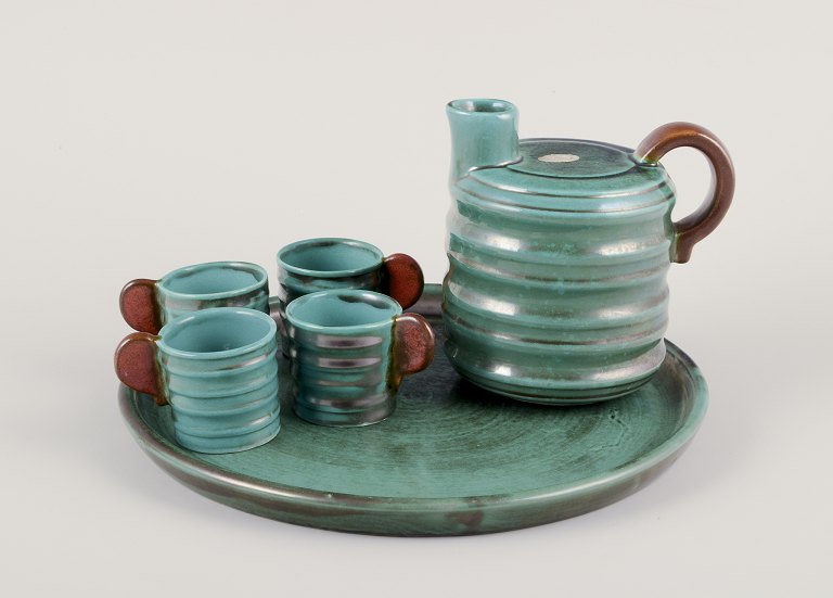 Upsala-Ekeby, Sweden. Jug and four mugs on a tray.
