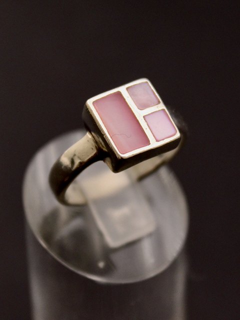 Sterling silver ring with pink enamel