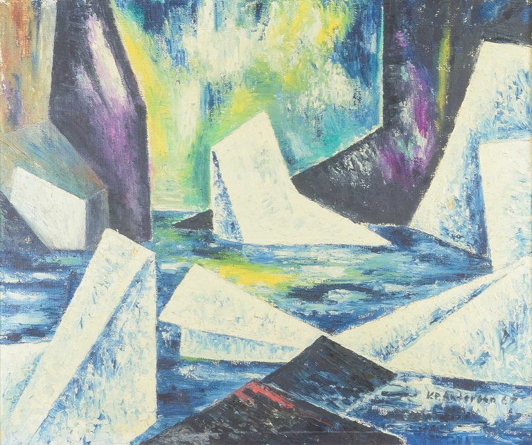 Karl Peter Olsvig Andersen (1933–2020)
Icebergs.
Motif from Greenland. Oil on canvas. 1967.