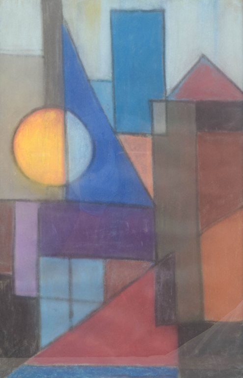 Scandinavian artist
Concrete composition.
Chalk on board, behind glass.