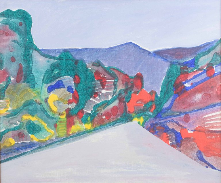 Swedish artist
Modernist landscape.
Oil on canvas.