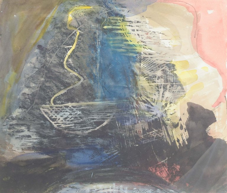 Odd Moe (b. 1944)
“Rejse III”.
Mixed media on paper.
