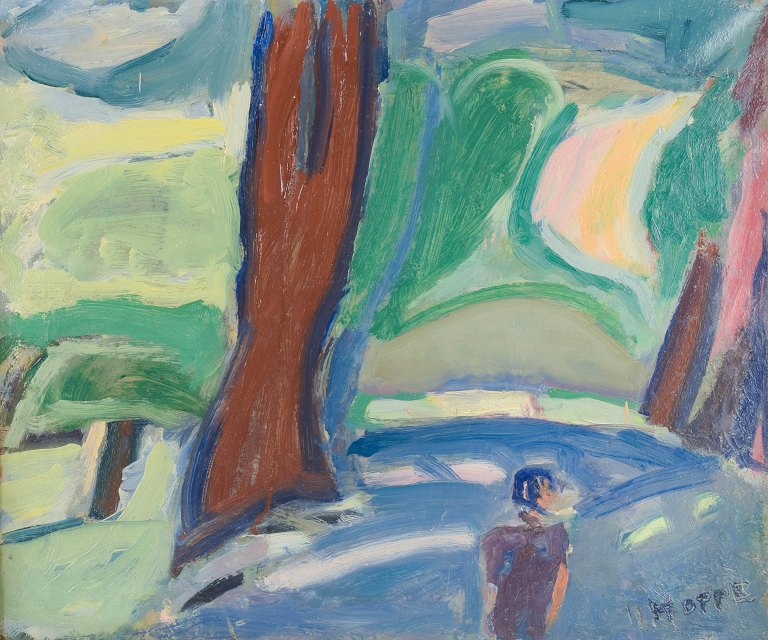 Erik Hoppe (1896–1968)
Parti fra Søndermarken.
Oil on canvas. Ca. 1930s.