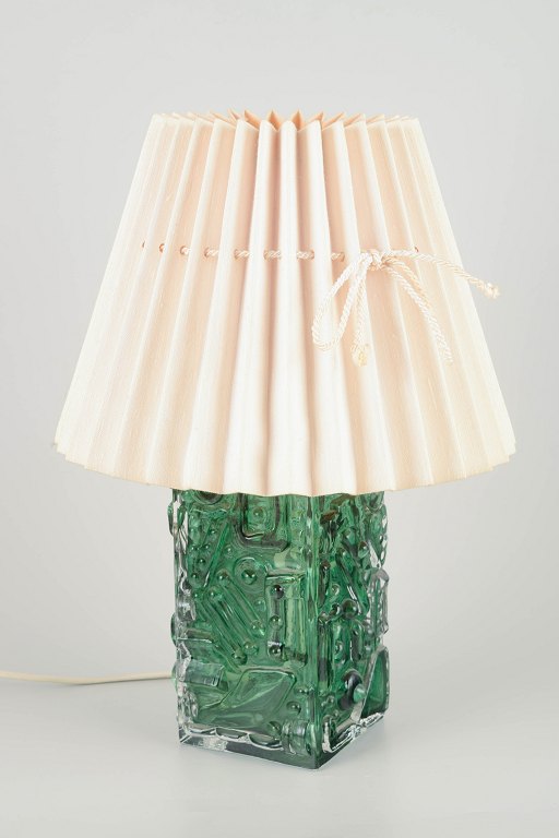 Josef Schott
Czech art glass designer.
Table lamp in molded glass, 1970s.