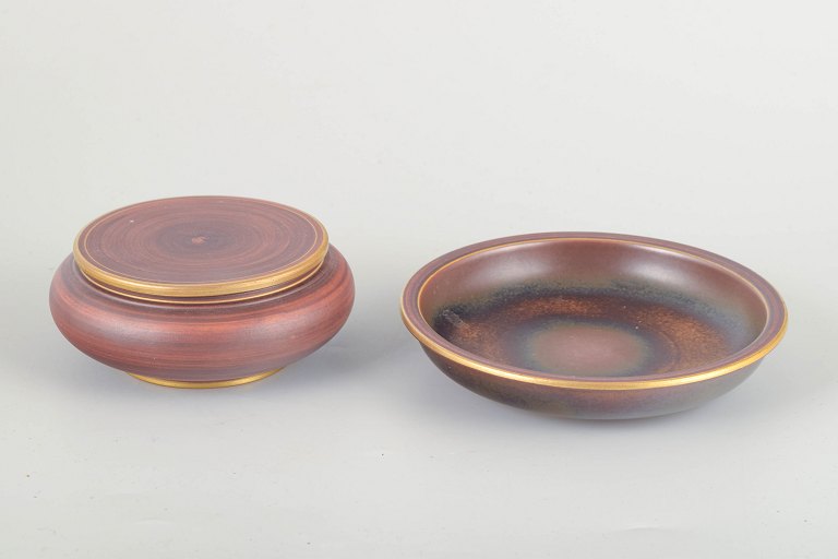 Gunnar Nylund for Alp, LidköpingLidded bowl and dish, 1960/70s.