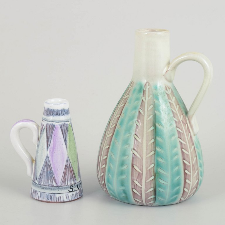 Ingrid Atterberg & Mari Simmulson for Upsala Ekeby.Two pitchers, 1960s.