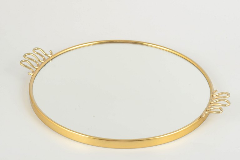 Swedish glass and brass tray, “Swedish Grace” style, late 20th century.