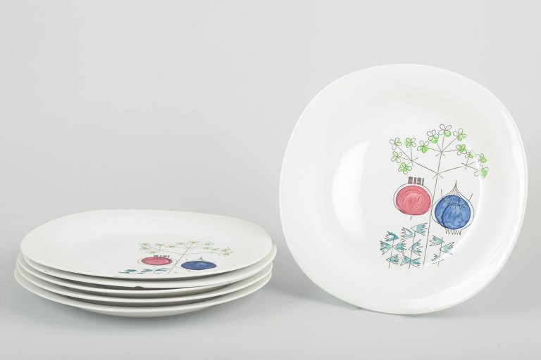 Marianne Westman for RörstrandSix plates, “Pomona” series, mid-20th century.