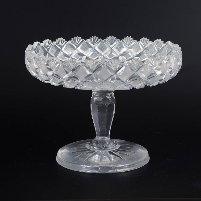 Crystal Glass CompoteFaceted bowl on stem, 1930s/40s.