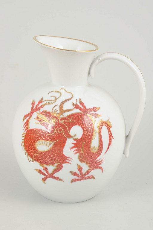Schaubach Germany, pitcher with Ming dragon.