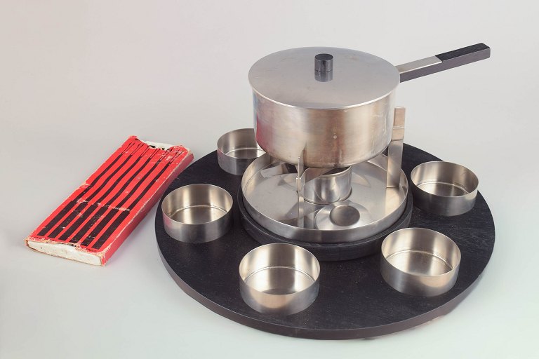 Arne Jacobsen and Peter Holmblad for Stelton, large fondue set.