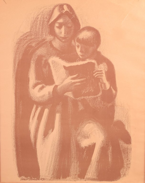 Sikker Hansen, lithograph, listed Danish artist.